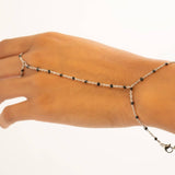18K Gold PVD Stainless Steel Black Beaded Hand Chain