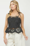 EYELET PEPLUM TOP