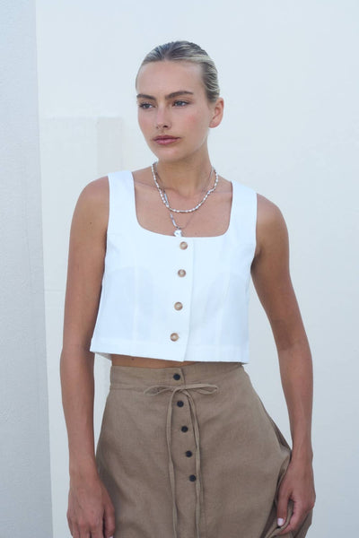 Button Front  Crop Top