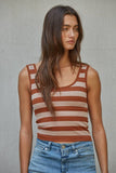 S1309N | Knit Striped Seamless Padded Tank Top