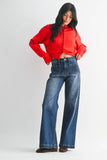 Micro Patch Pocket Wide Leg - DARK DENIM- DP799