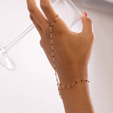 18K Gold PVD Stainless Steel Black Beaded Hand Chain